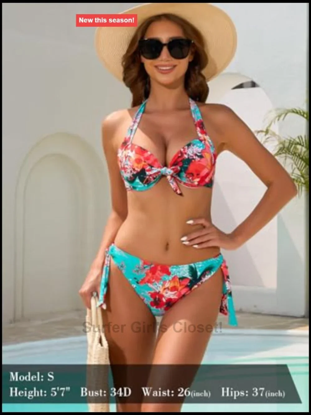 Push Up Bikini Set Underwire Knot Front Low-Rise Bathing Suit